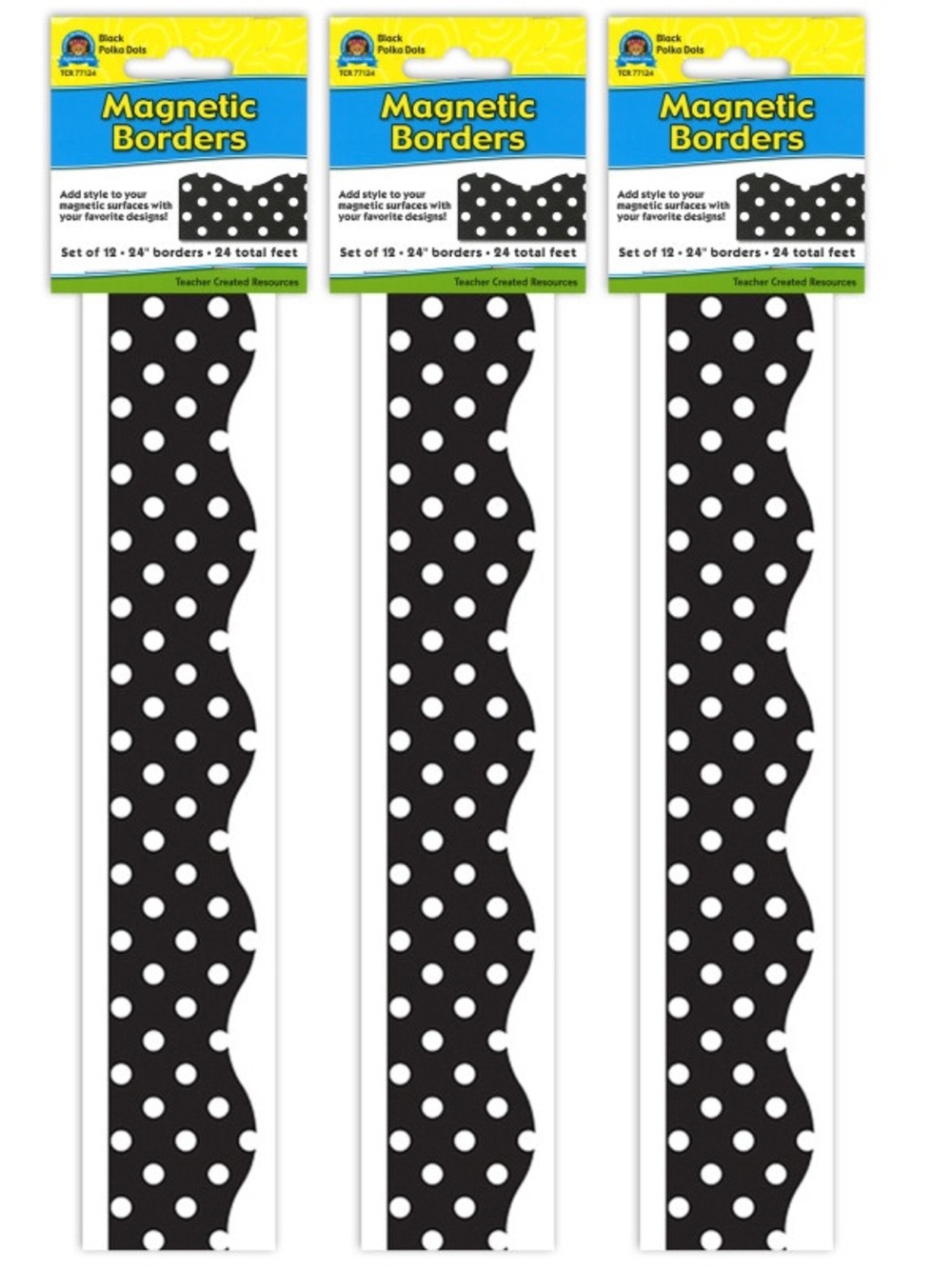 Teacher Created Resources black and white polka dot magnetic border